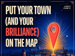 Canva AI graphic - Put your town and your brilliance on the map